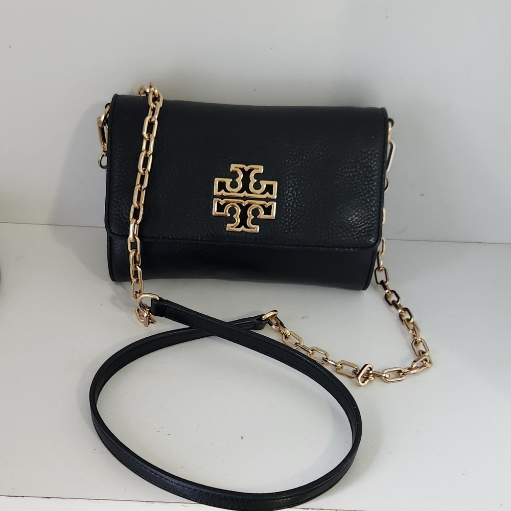 Like New!Tory Burch Black Pebbled Leather Crossbody Bag - Picture 2 of 10